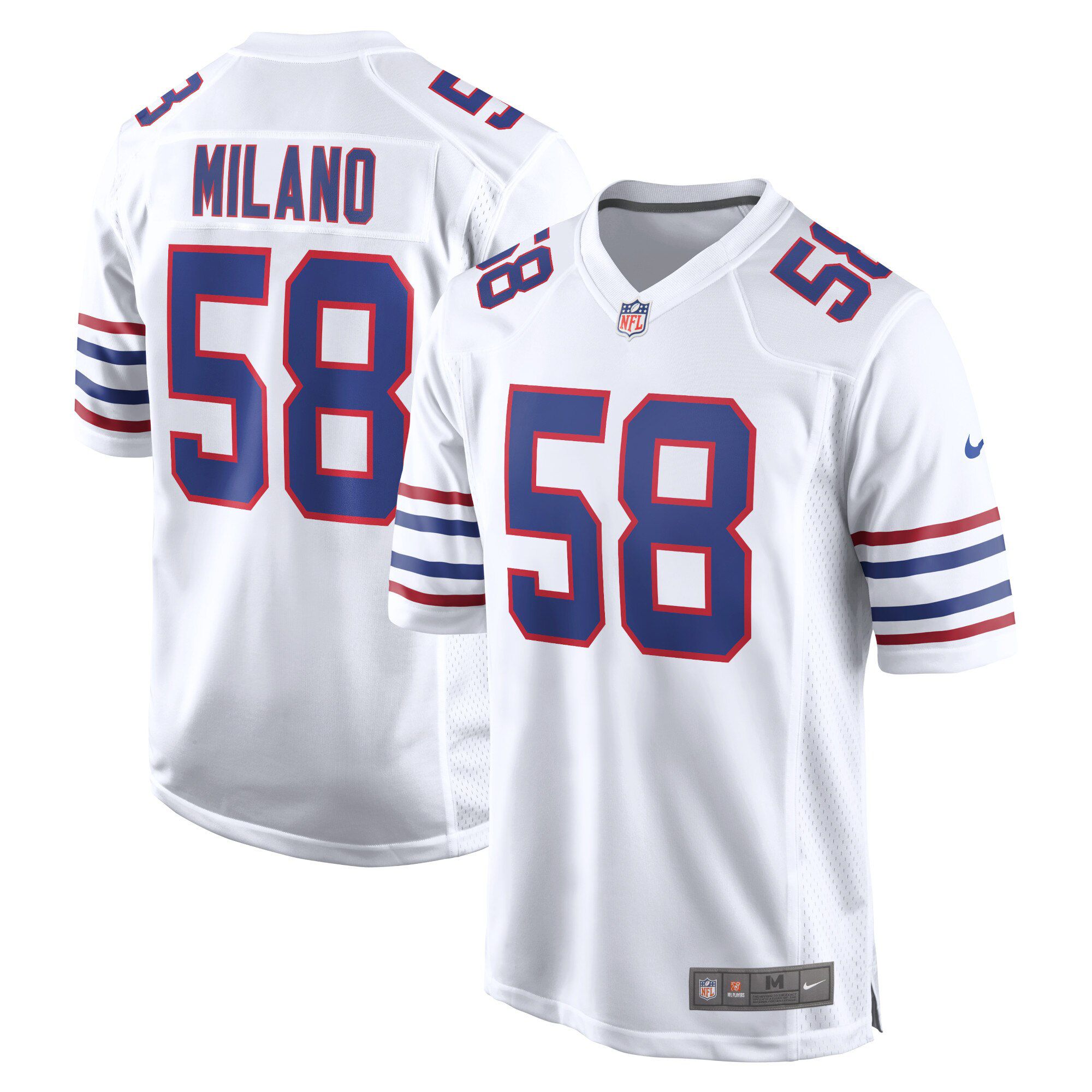 Men Buffalo Bills #58 Matt Milano Nike White Alternate Game Player NFL Jersey